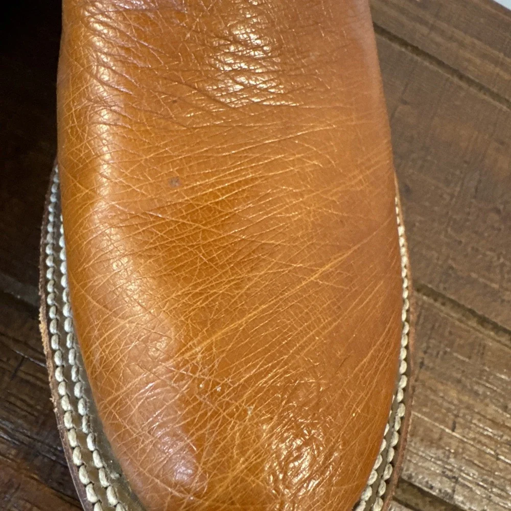 Vintage Ammons Western Roper Boots Brown Handcraft Leather Crepe Sole Men's 6.5*